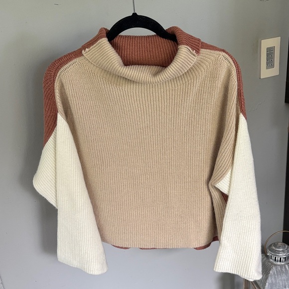 Pink Lily Oversized Colorblock Turtleneck Sweater - Picture 1 of 4
